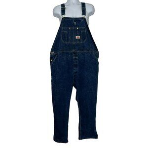 Round House Bib Overalls 50x30 Farm Ranch Carpenter Workwear Medium Wash (B)